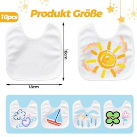 VIKY Pack of 10 Bibs for Painting, White Bibs Painting, Baby Shower, Triangular Bib, Baby, Waterproof Neckerchief, Drool Bib, Baby, Baby Bib, Gifts, Baby Shower, Triangular Scarf, Baby Boy Girl