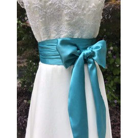 Eyrie Banda de vestir para ocasiones especiales, cinturón de novia, banda de boda, 4 pulgadas de ancho, doble cara, Tiffany, M