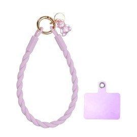 uxcell Silicone Crystal Lanyard, 33cm(13") Phone Wrist Strap Lanyard Keychain Office Wrist Strap with Clasp and Bear for Women Phone ID Card, Keys Strap (Purple)