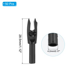 PATIKIL Archery Arrows Nocks 4.2mm 0.165", 50 Pack Insert Arrow Nock Replacement for Hunting Arrows Compound Bow Recurve Bow, Black