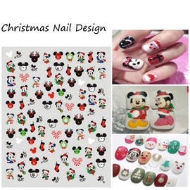 Christmas Nail Art Stickers 6 Sheets Christmas Nail Stickers 3D Self Adhesive Nail Design Winter Xmas Cute Cartoon Nail Decals for Women Girls Christmas Nail Decoration Xmas Nail Stickers