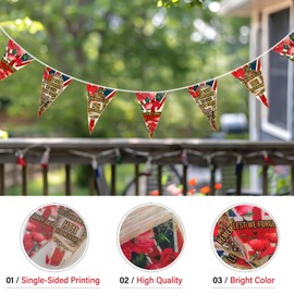 Remembrance Day Bunting 10m, 18 Pcs Lest We Forget Flag Banner for Veterans Commemoration Memorial Decorations for Garden Street Indoor Outdoor