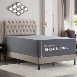 Empyrean Charcoal Grey Extra Deep Pocket King Fitted Sheet Only, Hotel Luxury King Size Fitted Sheets Easily Fits 18 to 24 Inch Mattress, Super Soft, Wrinkle-Free Bottom Sheets with Corner Straps