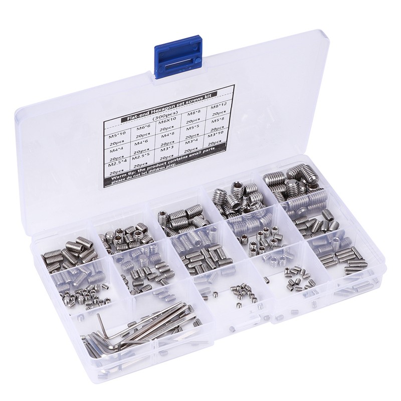 300Pcs Hex Grub Screw Kit Combination Boxed 304 Stainless Steel