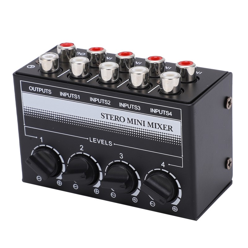 Stereo Mini Mixer Passive Audio Signal Controller 4 Channel Hub