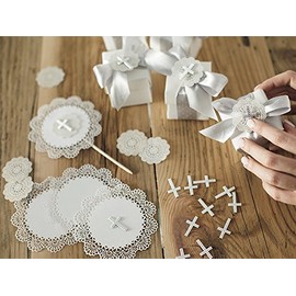 P&D 25 Kreuze Tischdekoration Streu Deko für Kommunion , Konfirmation , Taufe, silber