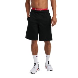 Champion Men's Shorts, Powerblend, Fleece Midweight Shorts, Athletic Shorts with Pockets (Reg. Or Big & Tall), Black C Patch Logo, X-Large