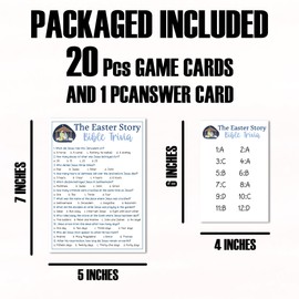 FRRCREU Ice Breaker Games for Easter，20 Pcs Bible Trivia Game Cards with 1 Answer Card for Religious Adults and Family Activities Games for School Sunday Activities Church Easter Favors - 05