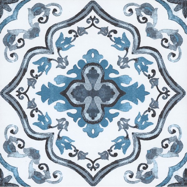 FloorPops FP3932 Marrakesh Peel & Stick Floor Tiles, Blue
