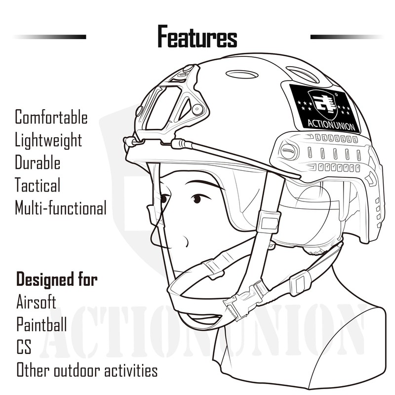 ACTIONUNION Airsoft Helmet Pro Set PJ Type Tactical Paintball Helmet