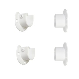 FYTRONDY White Edition Stainless Steel U-Shaped and O-Shaped Type Socket Bracket, Wardrobe Closet Rod Bracket, Shower Curtain Rod Pole End Supports Sockets Flange (left 2+2, 1 inch)