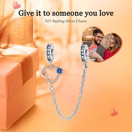 Rimgoris 925 Sterling Silver Charm for women bracelets necklace Safety Chain for women bracelets necklace Infinity Heart Family Flower Two Tone