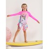 PURFEEL Girls Unicorn One Piece Swimsuit Long Sleeve Rashguard Sets