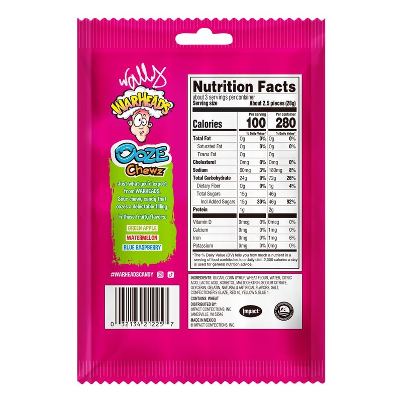 WARHEADS Ooze Chewz Ropes - Chewy Candy Ropes with Sour