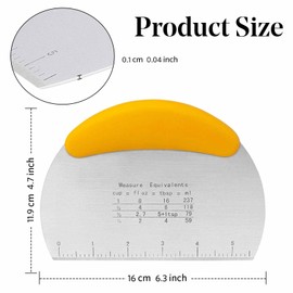 Dough Scraper, Dough Cutter with Food Grade Stainless Steel Blade and Soft TPR Handle, 16CM, Pastry Scraper, Yellow（2 Pieces）