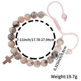 BONITTER Gifts for Teen Girls, Natural Stone Heart Bracelets，Cross Bracelet Christian Easter Gifts for Girls Boys Trendy Stuff with Inspirational Card