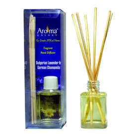 AROMA GALAXY Lavender and Chamomile Reed Diffuser Set/Aroma Reed Diffuser/Home Fragrance/Scented Reed Diffuser for Offices, Home- 30 ML with 6 Reed Sticks, Small White