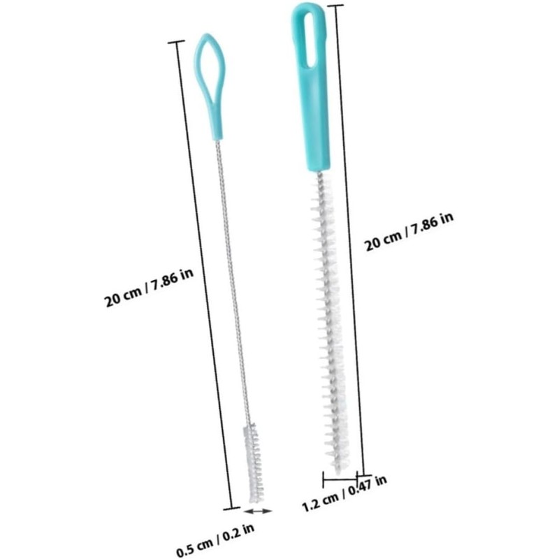 WOONEKY 4 Piezas Cepillo para Lavar Popotes Azul de Nylon,