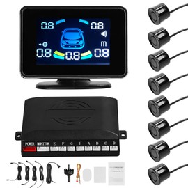 FENTERXY Sensor de aparcamiento para coche de radares de marcha atrás Soporte delantero y trasero Advertencia de sonidozumbadorsilencio con 8...      