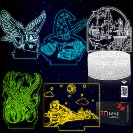 5 in 1 Sets Magic Theme 3D Cute Night Light, 16 Color Change with Remote Control Lamp, Birthday Xmas Gifts for Kids Boys Girls Teens Friends