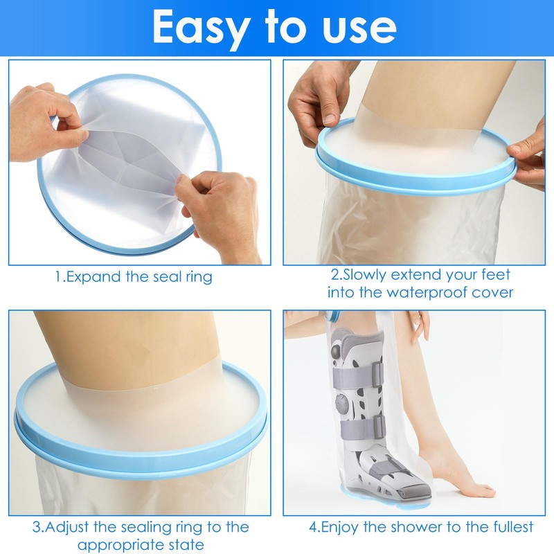 Waterproof Adult Leg Cast Cover for Showering, Reusable Leg Cast