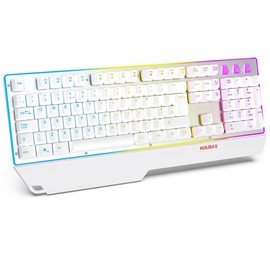 Wired Gaming Keyboard with Wrist Rest, RGB Backlit Mechanical Feel Anti-Ghosting Keyboard + Removable Wrist Rest, 2-in-1 PC Gamer Accessories backlit keyboard - Color: white
