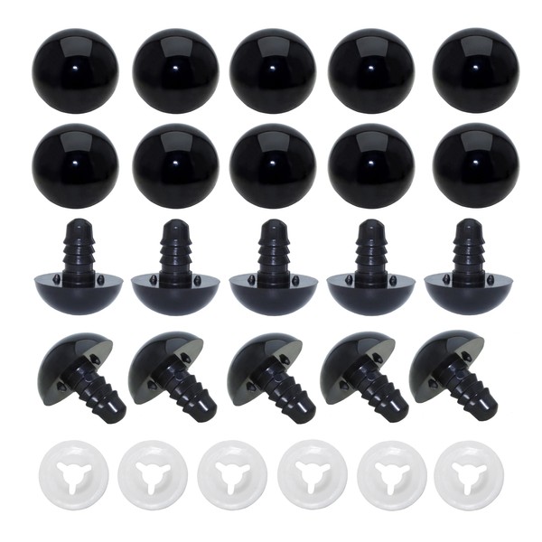 BESTCYC 1Box(200Pcs) 18mm Spiral Solid Black Plastic Safety Eyes DIY