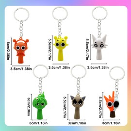 SYSYSYYASNL 6 x Key Chains, Keychain, Anime Figures Game Keyring, School Bag Decoration, Gift for Boys and Girls