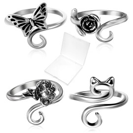 YUXIANLB Crochet Rings For Finger Tension Rings For Crocheting Yarn Guide Rings 4Pcs Adjustable Cute Yarn Tension Rings Crochet Supplies Animals Plants For Crocheting Guide Knitting Rings Crochet Tool