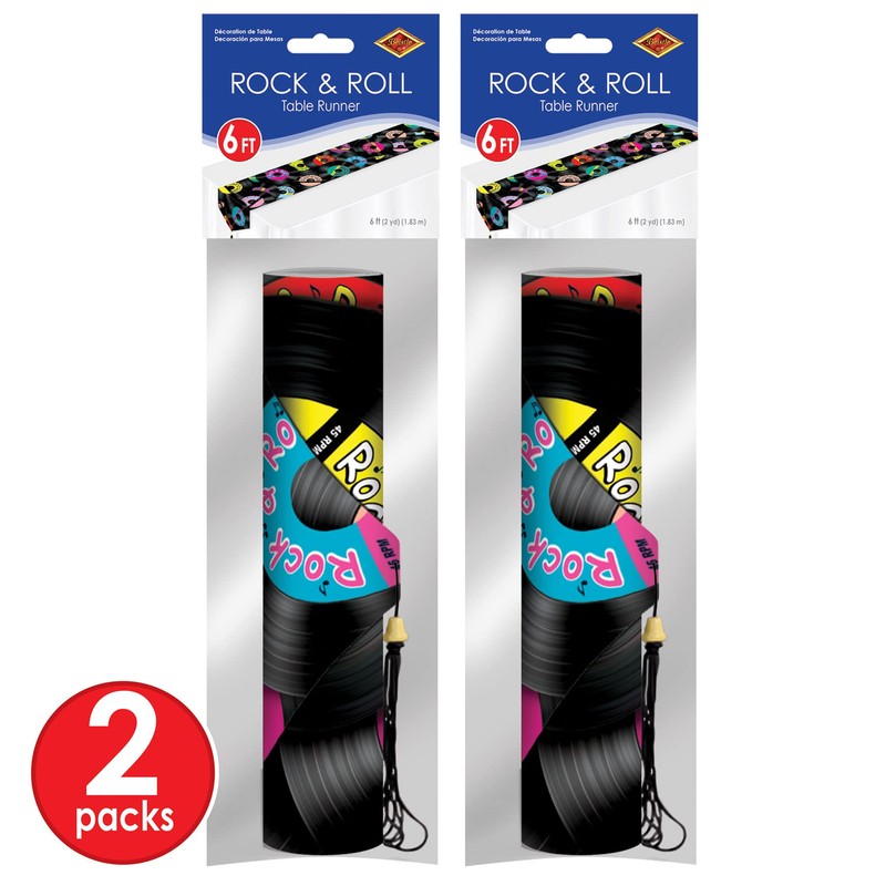 Printed Rock & Roll Table Runner Pack of 2