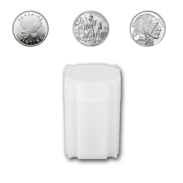 (5) Coinsafe Brand Square White Plastic (Medallion) Size Coin Storage Tube Holders