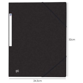 Oxford Topfile+ Pack of 10 Cardboard Folders with 3 Flaps, A4, Elastic Closure and Pockets - Black