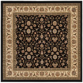 SAFAVIEH Lyndhurst Collection Area Rug - 8' Square, Black & Ivory, Traditional Oriental Design, Non-Shedding & Easy Care, Ideal for High Traffic Areas in Living Room, Bedroom (LNH316B)