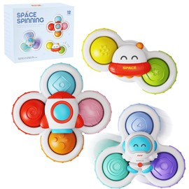 Suction Cup Toy Baby, Pack of 3 Sensory Toy Baby 1 Year, Suction Cup Rotating Toy, Bath Toy, Water Toy with Suction Cup, Gifts for 12 Months +