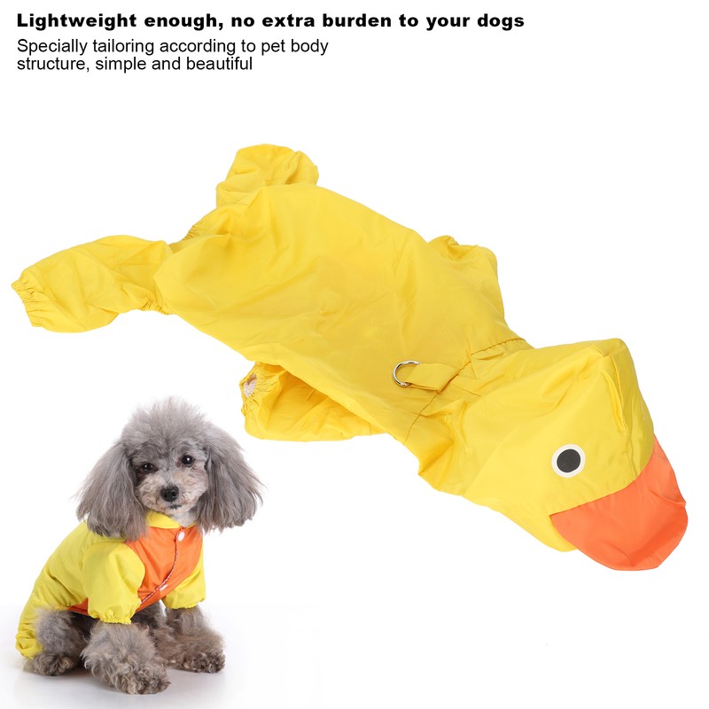 Dog Cute Raincoat Hooded Cloak Rain Jacket Cover Waterproof Polyester