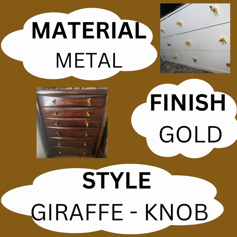 Gold Safari Animal Iron Metal Drawer Knobs (Knob, Giraffe)
