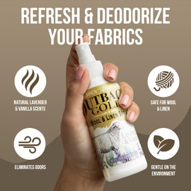 Outback Gold - Linen Spray & Fabric Freshener Spray, Natural Bed Spray for Wool & Linen, Lavender & Vanilla Scent, Essential Oils, Eco-Friendly Deodorizer for Home Fabrics, 8 Fl Oz