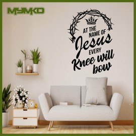 MYMKO at The Name of Jesus Every Knee Will Bow Size 21x15'', UV DTF Wall Car Mirror Decal, Peel and Stick Wall Art Decal for Living Room Bedroom Kitchen TV Wall, Bible Wall Stickers Decor