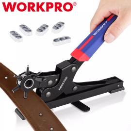 WORKPRO Heavy Duty Desktop Leather Hole Punch Set Rotary Belt Hole Puncher 6Size