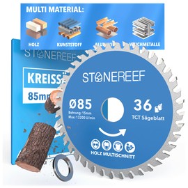 STONE REEF Saw Blade 85 x 15 – Circular Saw Blade [Includes Adapter to Bore 20 & 16 mm], Compatible with Angle Grinders from Bosch, Makita etc. – Saw Blade Circular Saw Nail Proof – for Wood, Metal