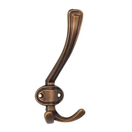 Zeitz Coat Hook Country House Classic Die-Cast Zinc Antique Brass-Coloured Burnished Tumbled LA 32 mm