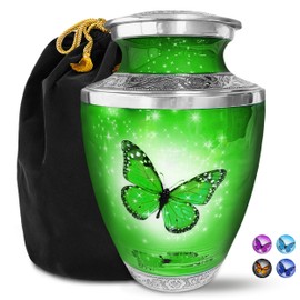 Everlight Memorials Cremation Urns for Human Ashes - Green Butterfly Large Urn for Adult Men & Women - Adult Men & Women - Cremation and Burial Urns for Adult Human Ashes