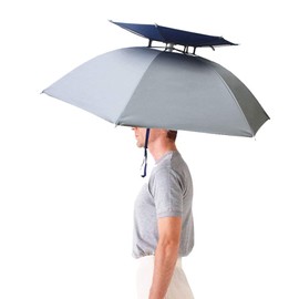 Luwint 36'' Diameter Double Layer Folding Compact UV Rain Protection Umbrella Hat