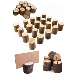 YINKE Wooden Card Stand Memo Holder Photo Stand Stump Card Holder Mini Wooden Wedding Table Sign Small Table Stand Natural Wood Log Wire Memo Clip for Desktop Supplies Stationery Cylindrical Shape 10pcs