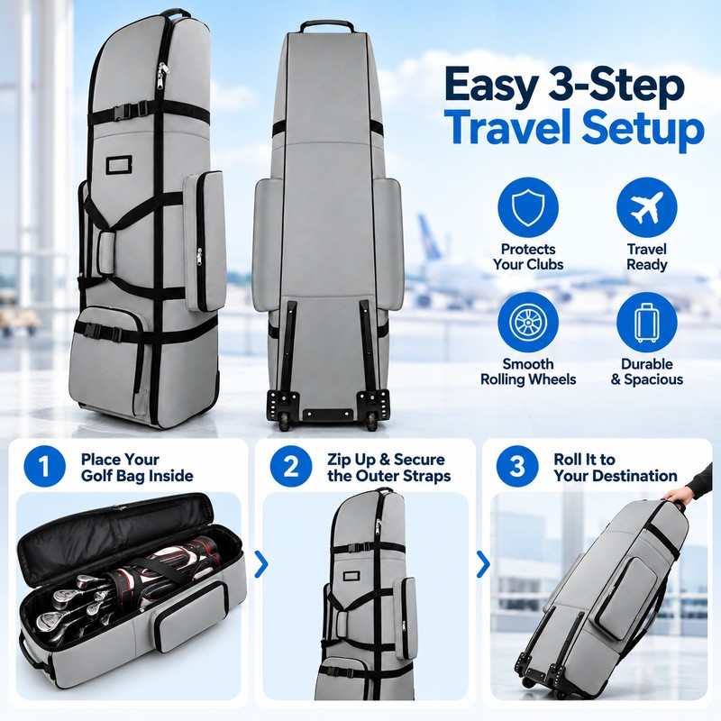 Golf Travel Bag for Club Transport – Heavy-Duty 900D Polyester