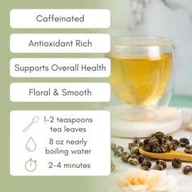 Organic Jasmine Pearls Loose Leaf Tea - 2 oz Bag (Approx. 30 Servings) | Full Leaf Tea Co.