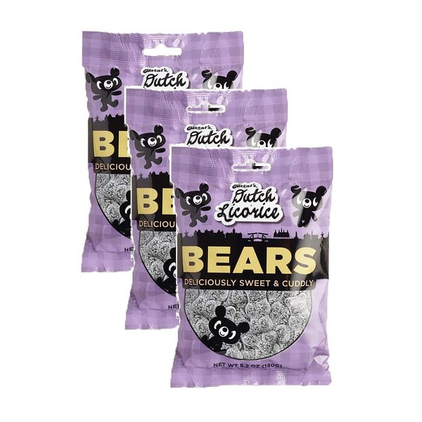 Gustaf's Dutch Licorice Deliciously Sweet & Cuddly Sugared Bears, 5.29oz - Pack of 3