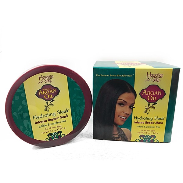Hawaiian Silky Pure Argan Oil Enriched Pomade Edge Control Gel Scalp Repair 2.4oz - No Sulfate, Non-Sticky & Non-Greasy Formula - All Hair types Men, Women & Kids - Good On Color Treated Hair