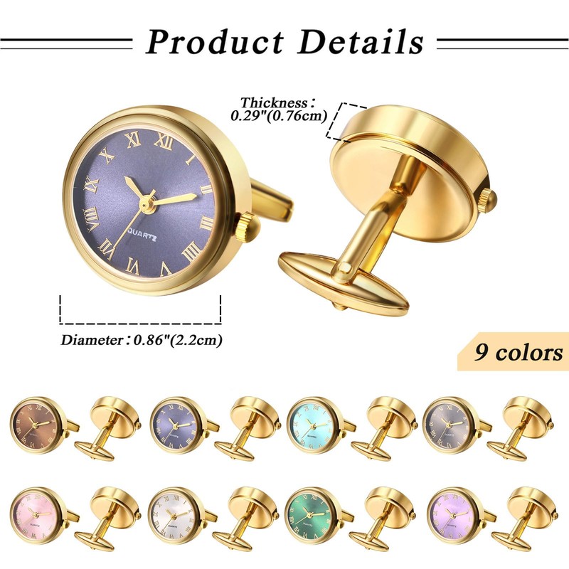 Avaner Men's Clip Cufflinks Watches: Analog Quartz Working Pocket Watch