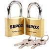 SEPOX 2-Pack Premium Solid Brass Padlock Keyed Alike, 1-9/16" 40mm